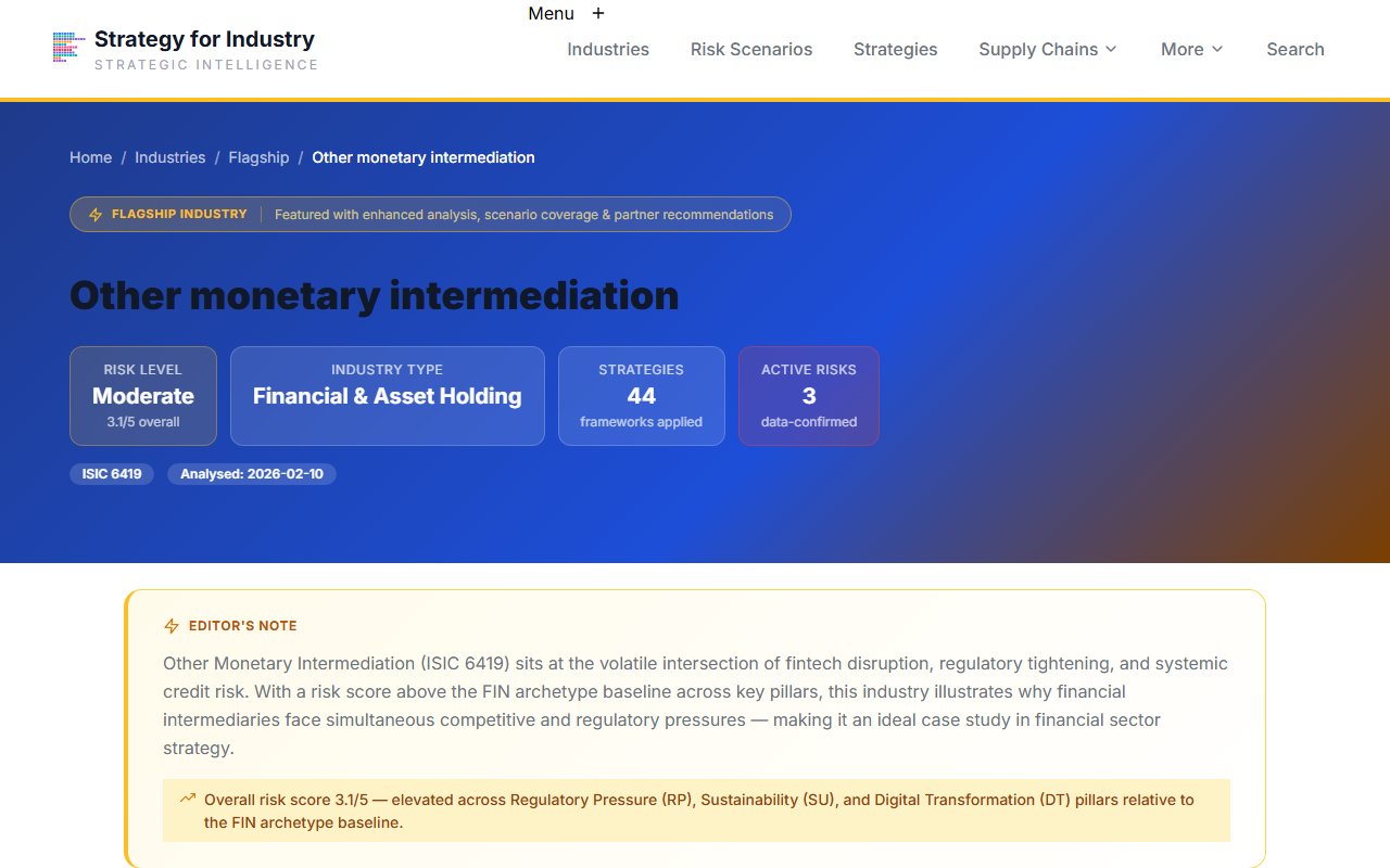 Industry hub archetype context showing deviation from FIN baseline